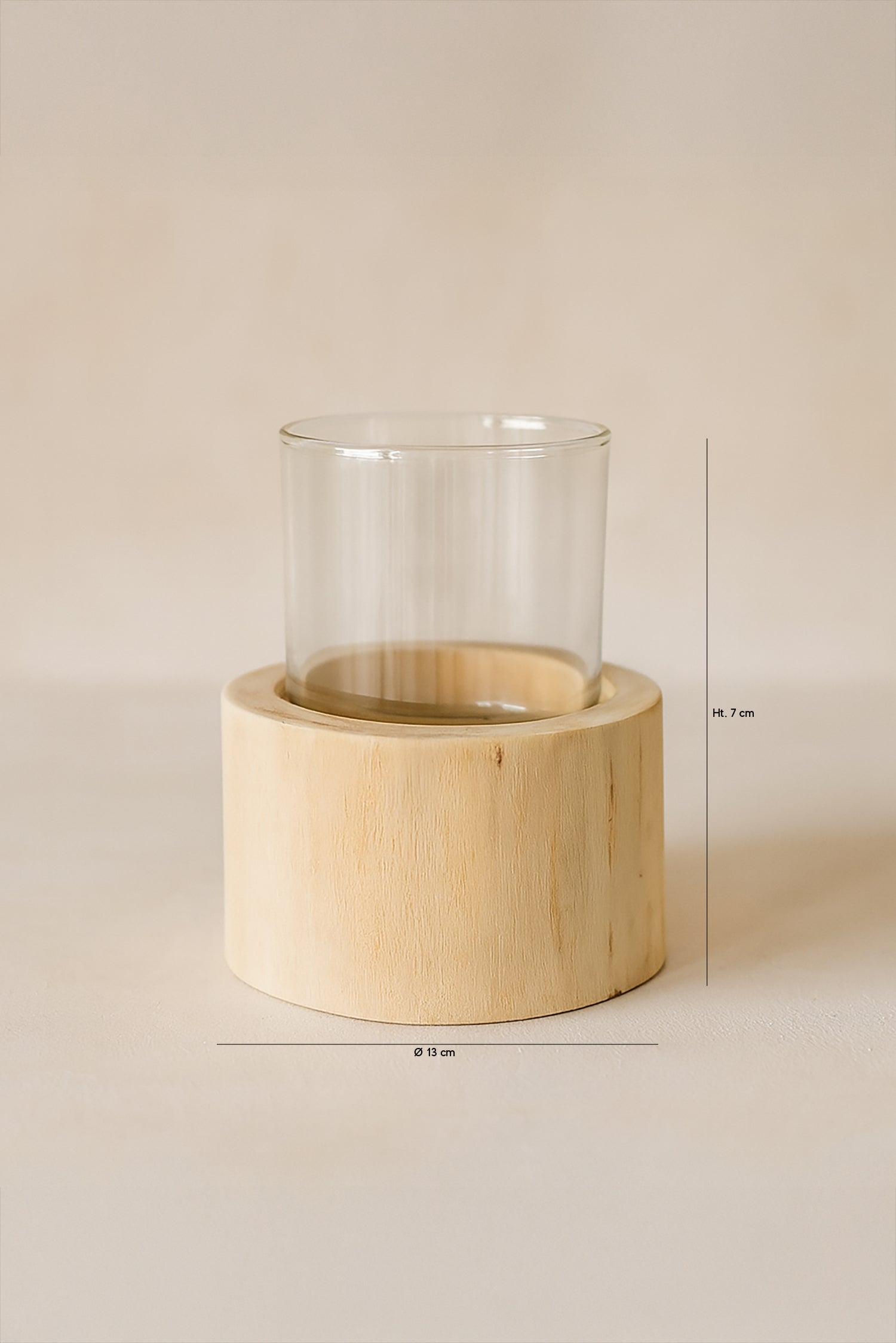 Biak - Tealight Holder - Glass and Teak Wood