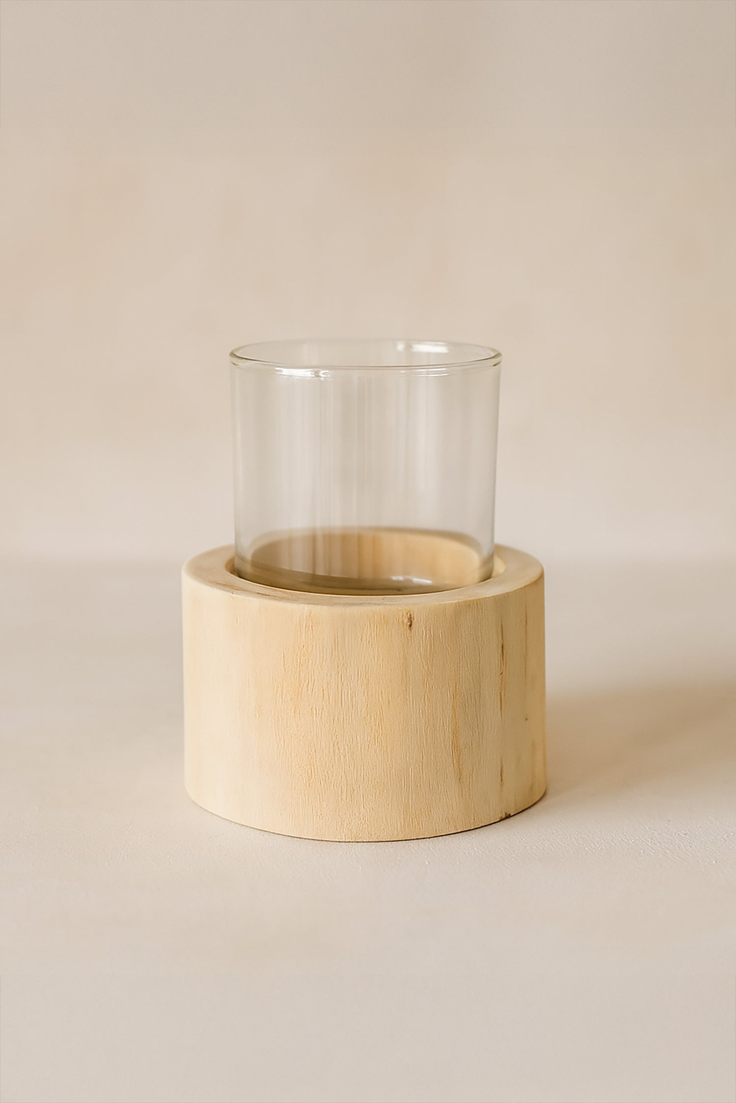 Biak - Tealight Holder - Glass and Teak Wood