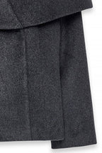 Wool Blend Wide Collar Detail Short Coat - Grey