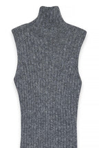 Vestido maxi de punto de mezcla de lana con cuello alto - Gris oscuro