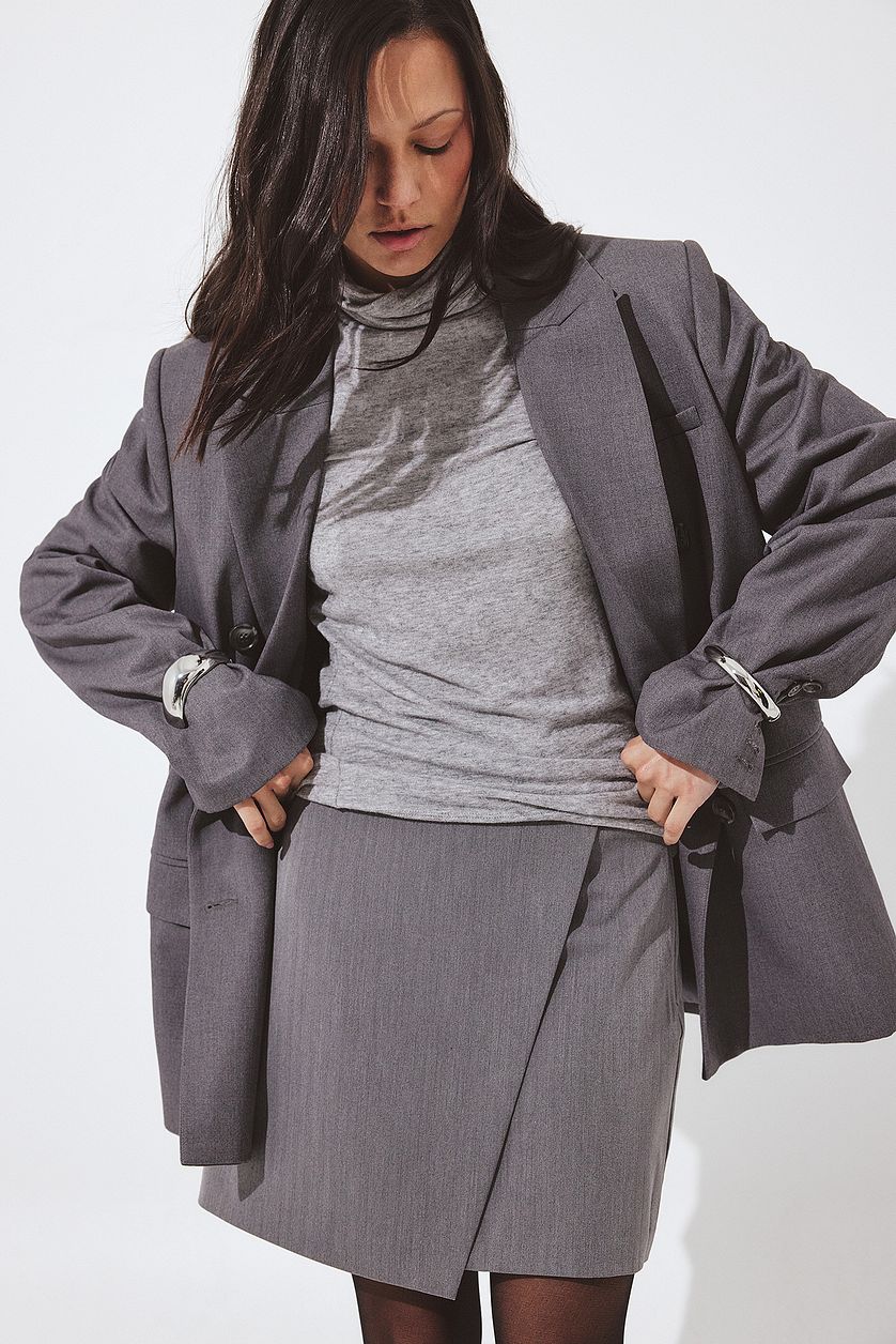 Heavy Wrap Mini Skirt - Grey