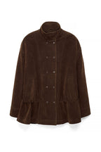 Waist Detail Faux Suede Jacket - Brown