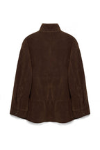 Waist Detail Faux Suede Jacket - Brown