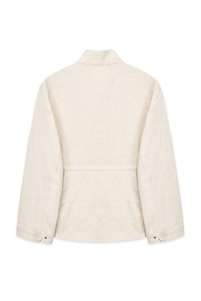 Chaqueta con detalle de bolsillos y cordón - Beige jaspeado
