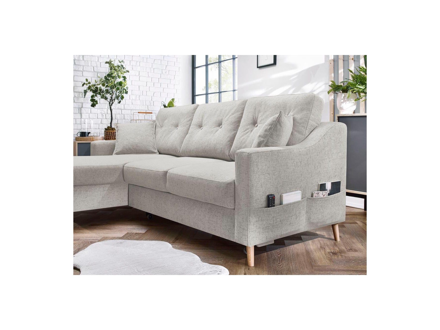 Sweden - Sofá Rinconera Chaise Longue Convertible con Arcón - Ángulo Izquierdo