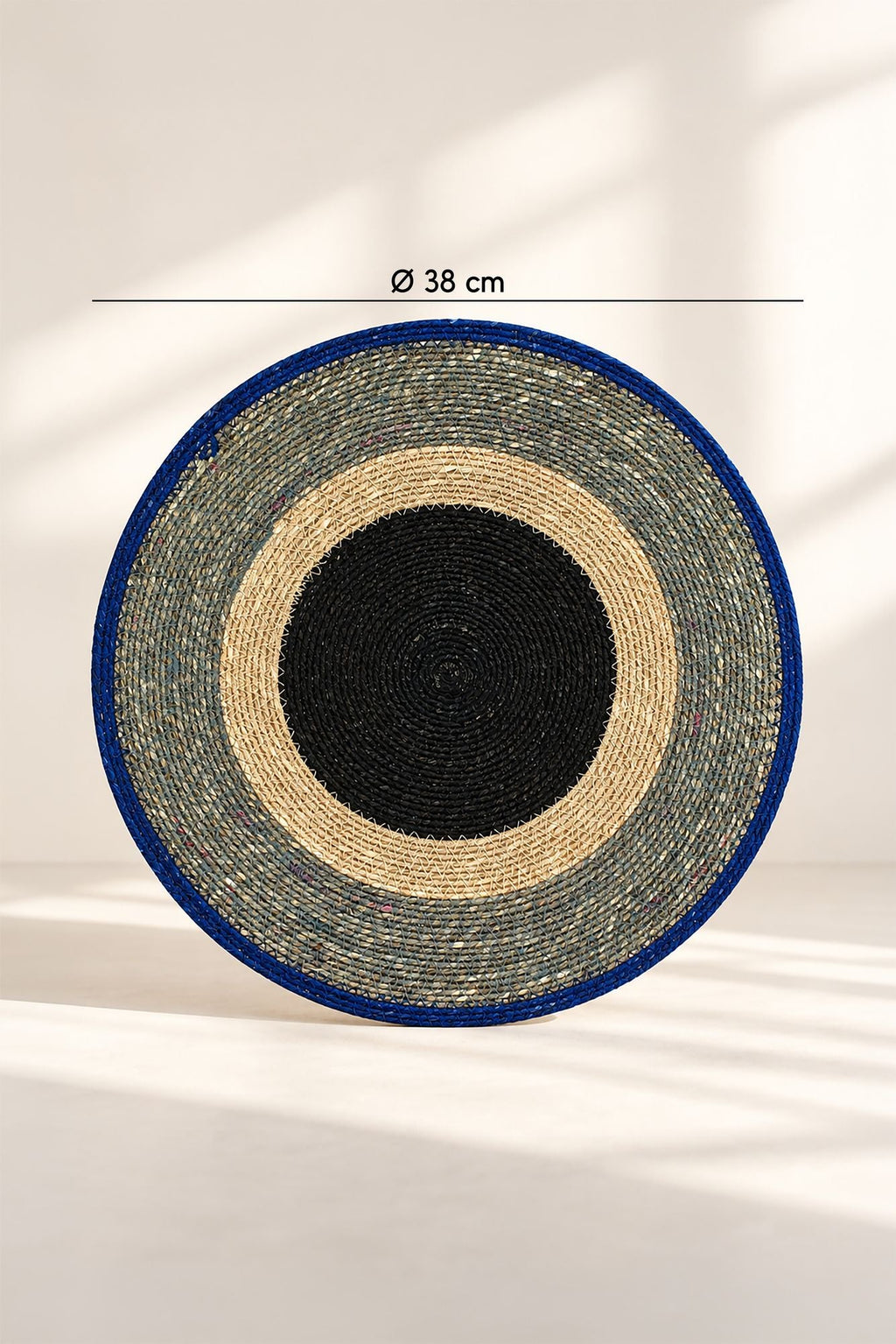 Luna - Set De Table Rond - Jonc De Mer - Bleu