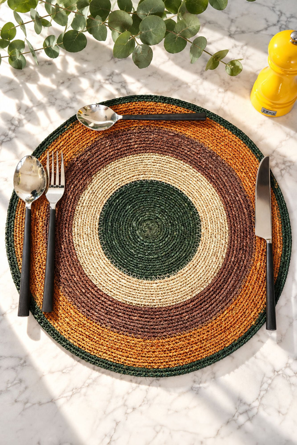 Luna - Set De Table Rond - Jonc De Mer - Terracotta