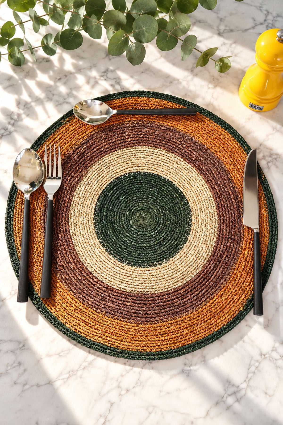 Luna - Set De Table Rond - Jonc De Mer - Terracotta