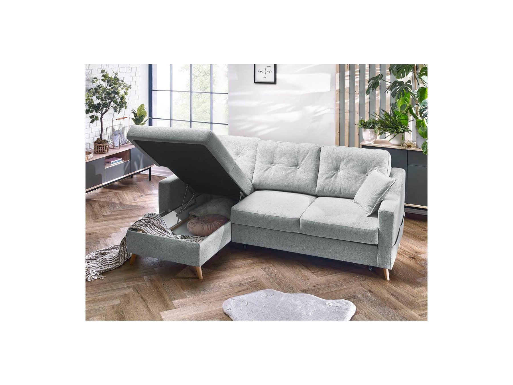 Sweden - Sofá Rinconera Chaise Longue Convertible con Arcón - Ángulo Izquierdo