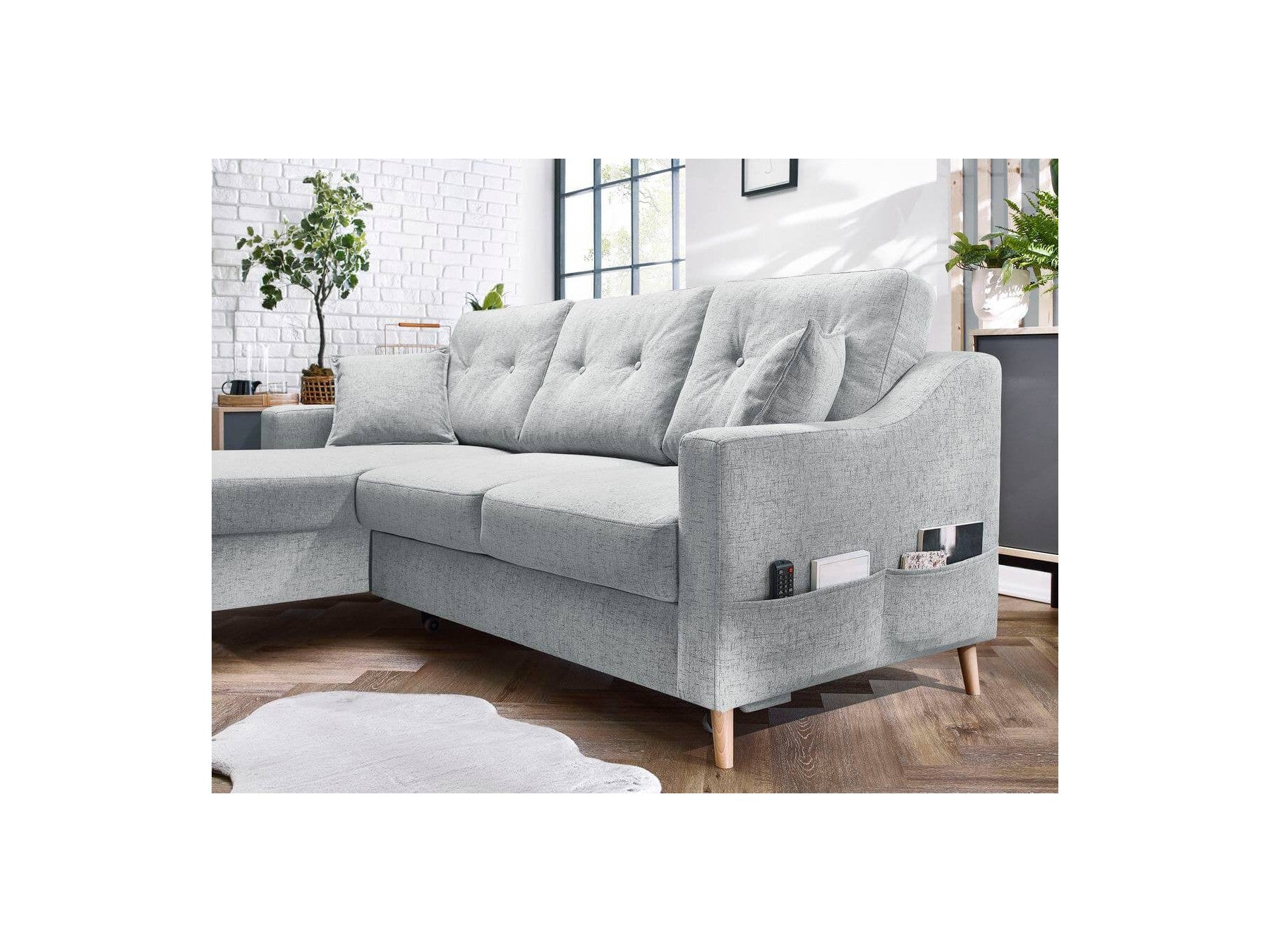 Sweden - Sofá Rinconera Chaise Longue Convertible con Arcón - Ángulo Izquierdo