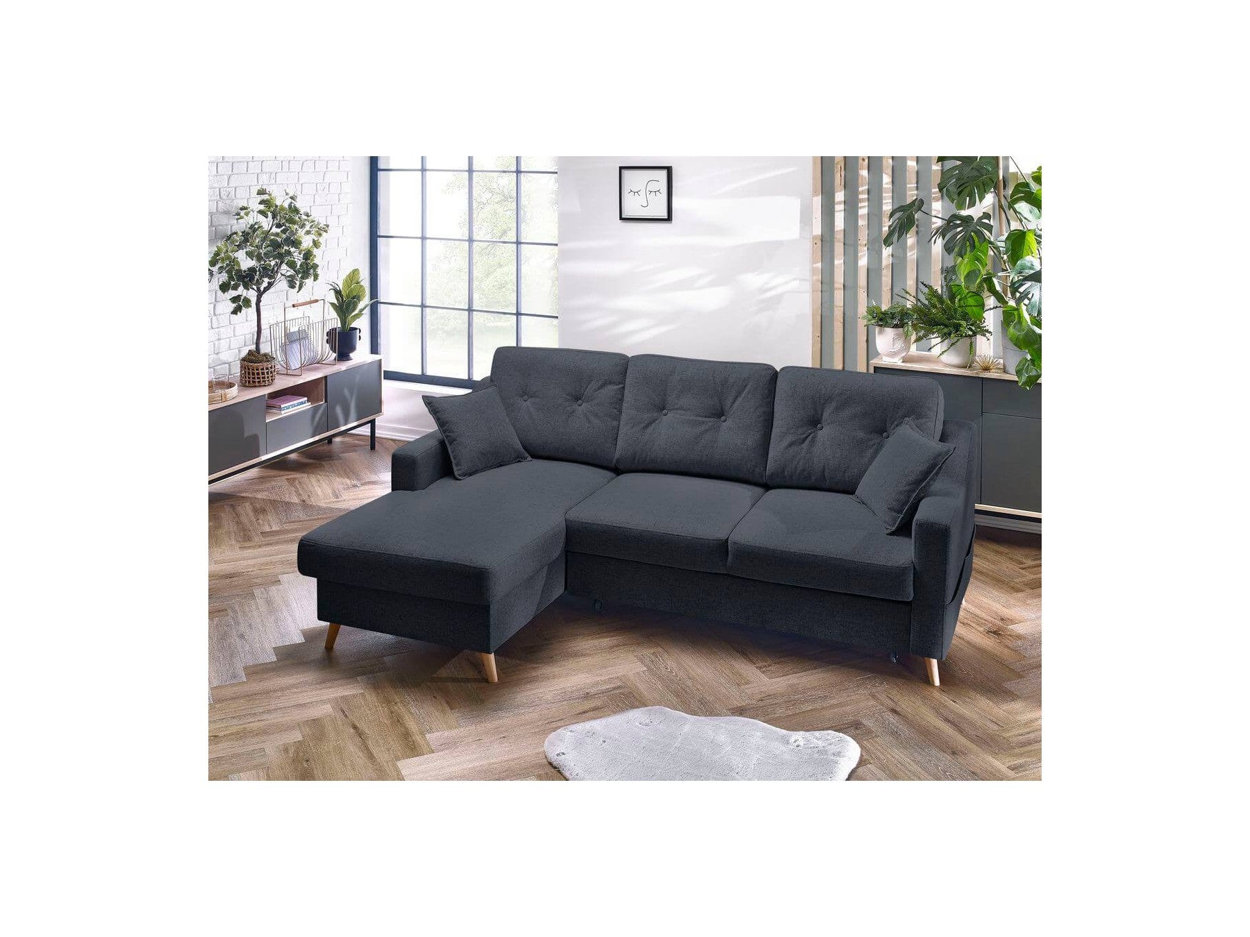 Sweden - Sofá Rinconera Chaise Longue Convertible con Arcón - Ángulo Izquierdo