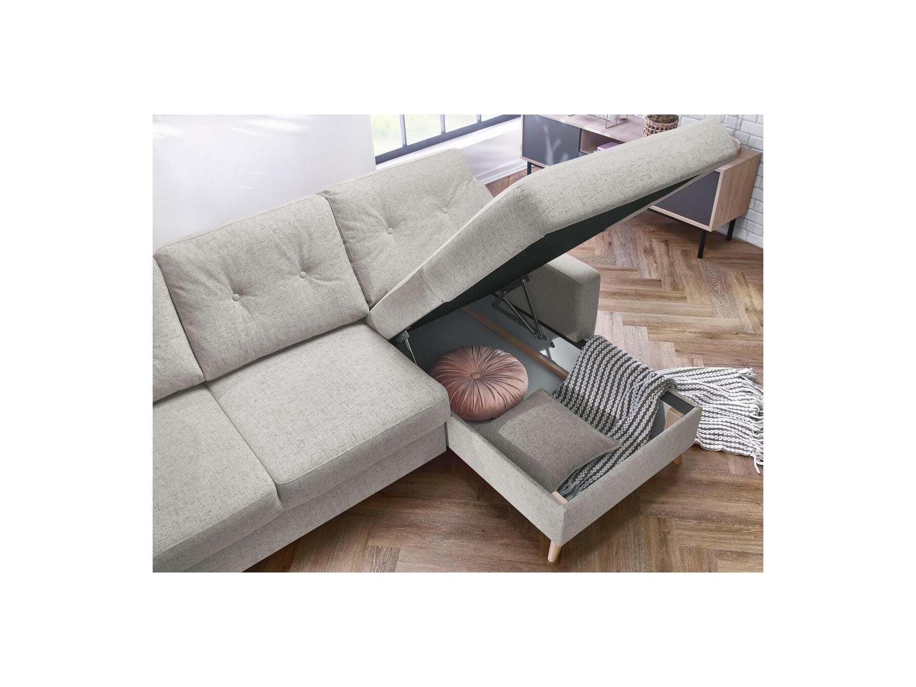 Canapé D'Angle Convertible Coffre Sweden - Angle Droit