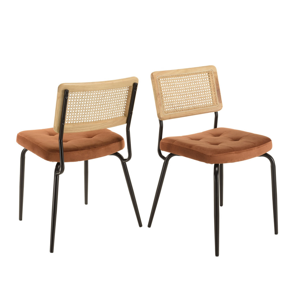 Set di 2 sedie - Agathe - Legno chiaro/Nero/Arancione