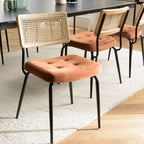 Set di 2 sedie - Agathe - Legno chiaro/Nero/Arancione