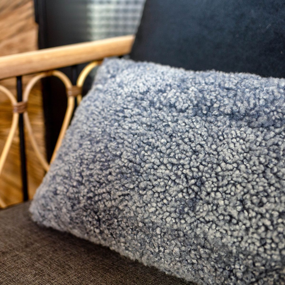 Genuine Sheepskin Cushion - Gray
