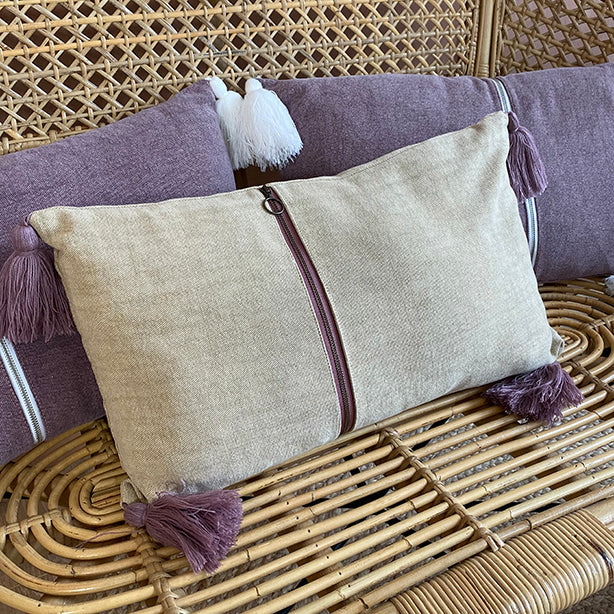 Agra Cushion - Beige Cotton