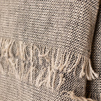 Cuadros Sherpa de Algodón - Beige y Negro Moteado Con Flecos