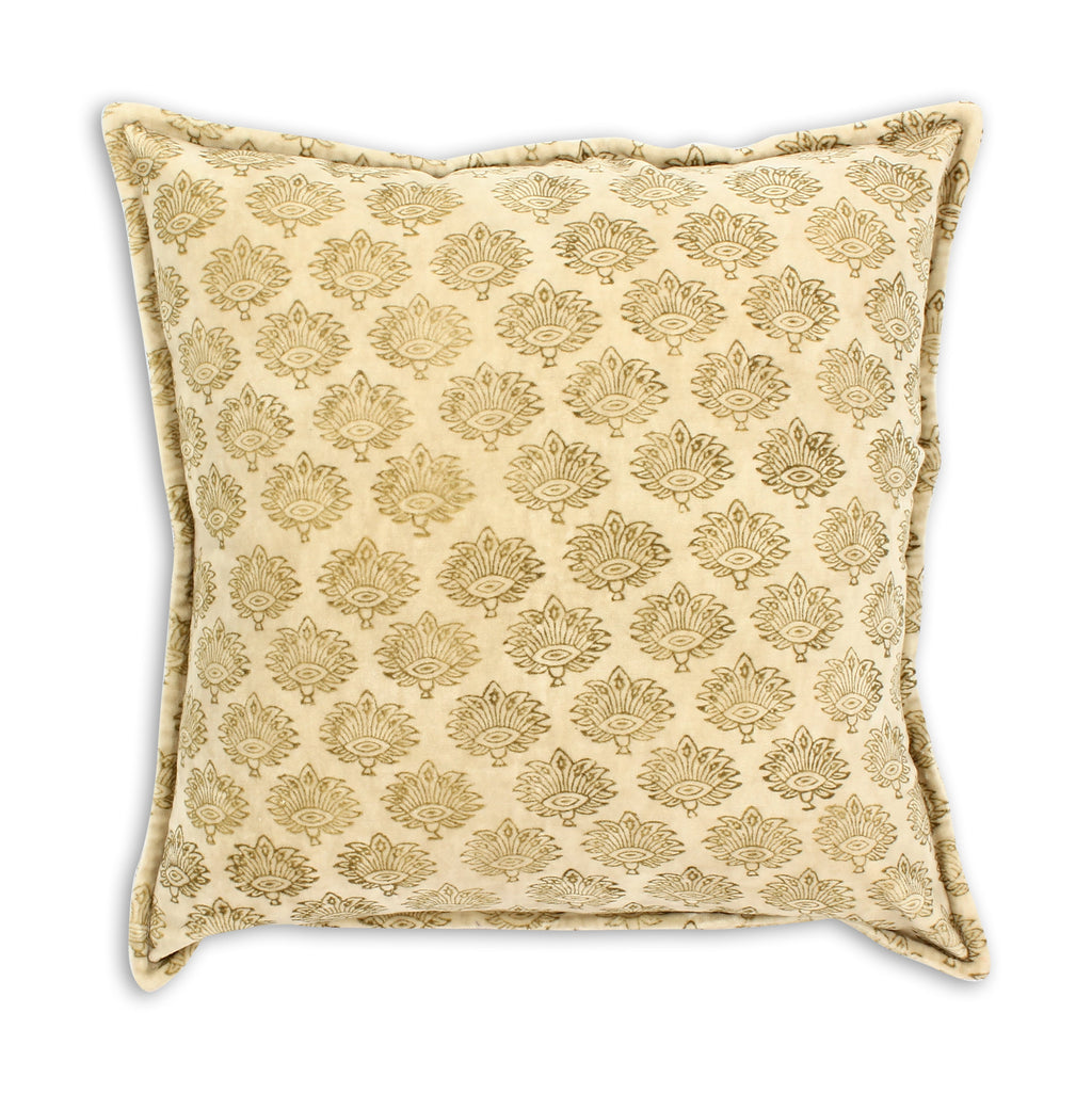 Cojín de terciopelo estampado Dori - Beige