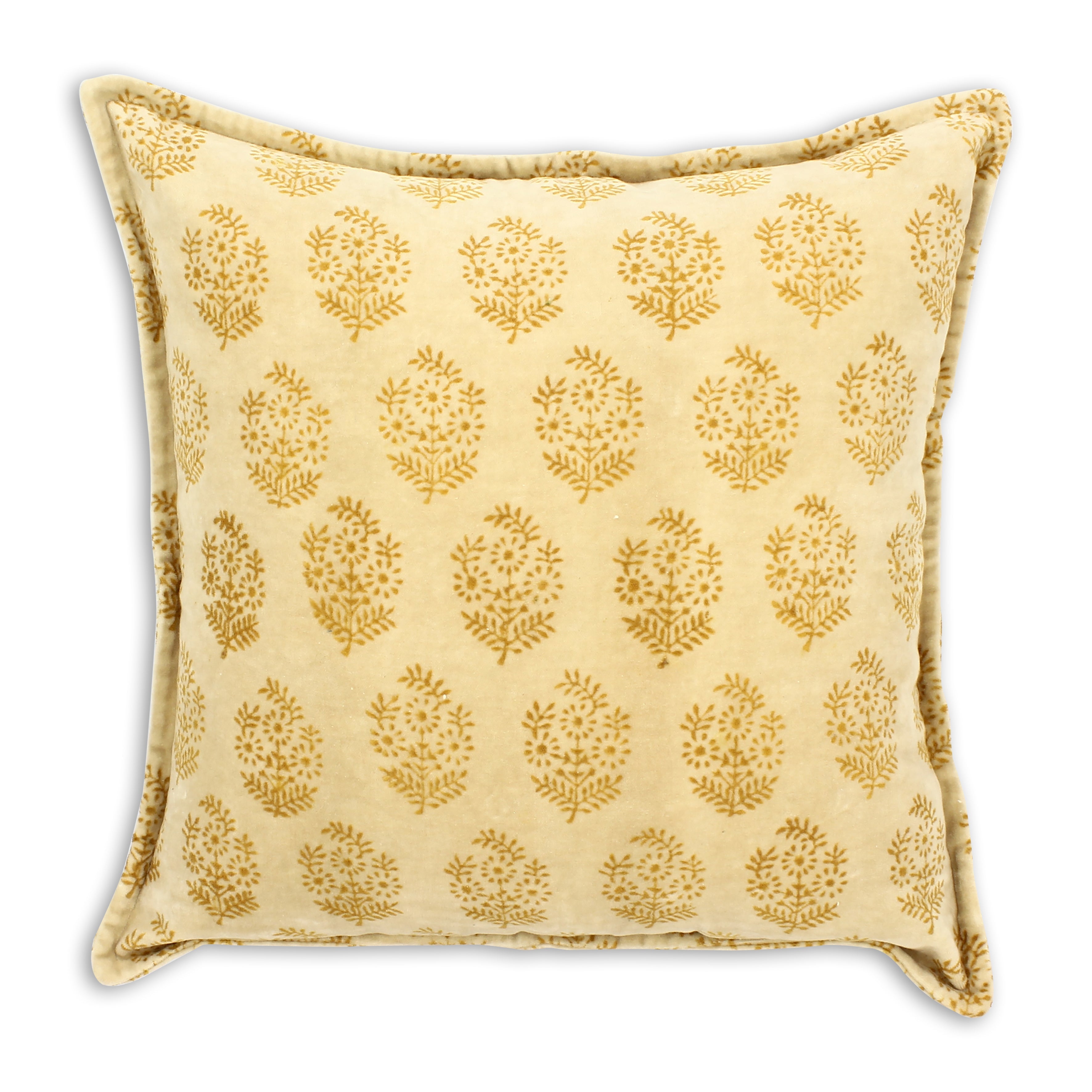 Cojín de terciopelo estampado Dori - Amarillo