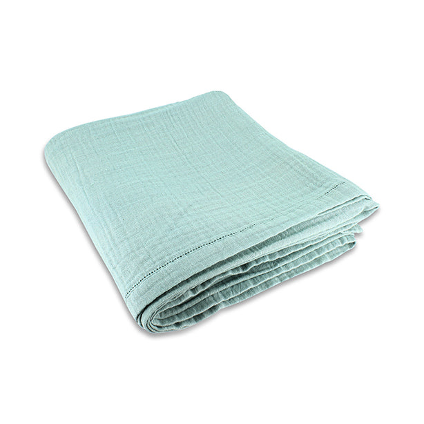 Camaro Double Tablecloth in Washed Celadon Green Cotton 150X250 Cm