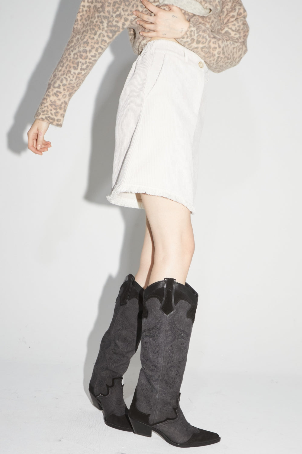 The Elodie Mini Skirt In Cream Ca´Telé Vintage Velvet