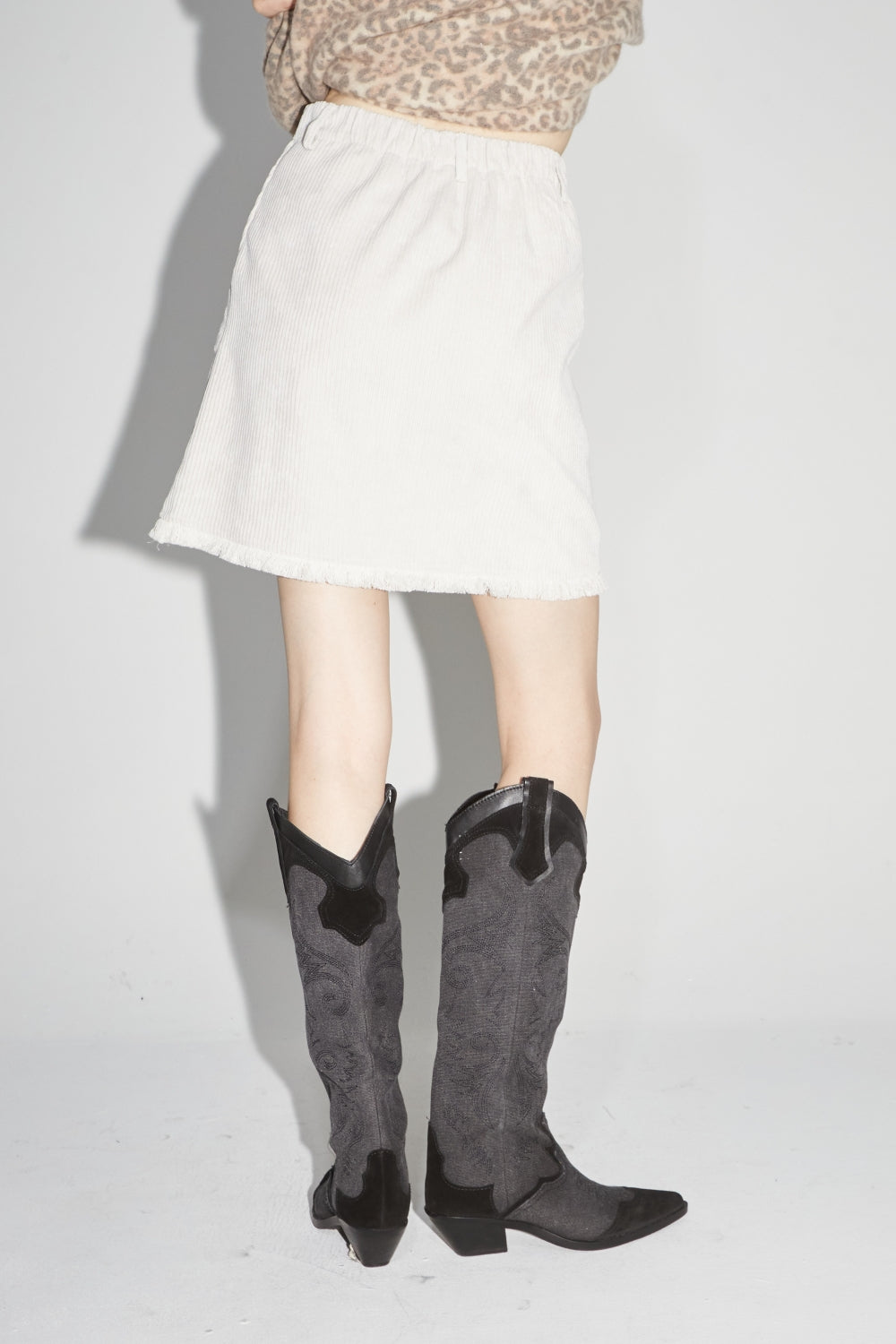 The Elodie Mini Skirt In Cream Ca´Telé Vintage Velvet