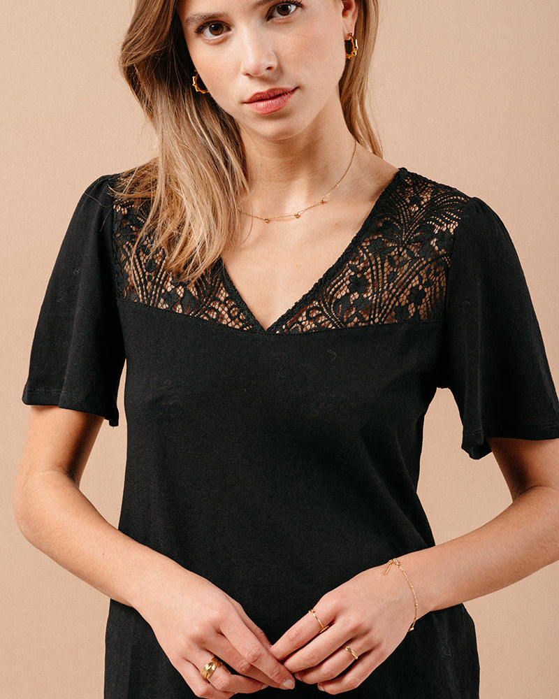 BLACK T-SHIRT MANOIR BLACK