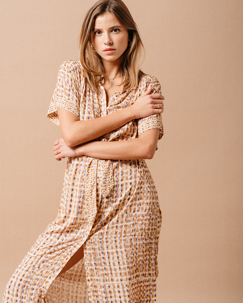 VESTIDO OCRE MALVA OCRE