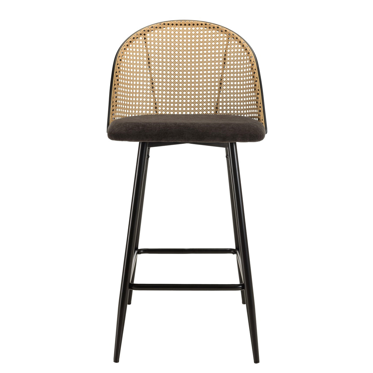 Set of 2 Stools - Lea - Light Wood/Black
