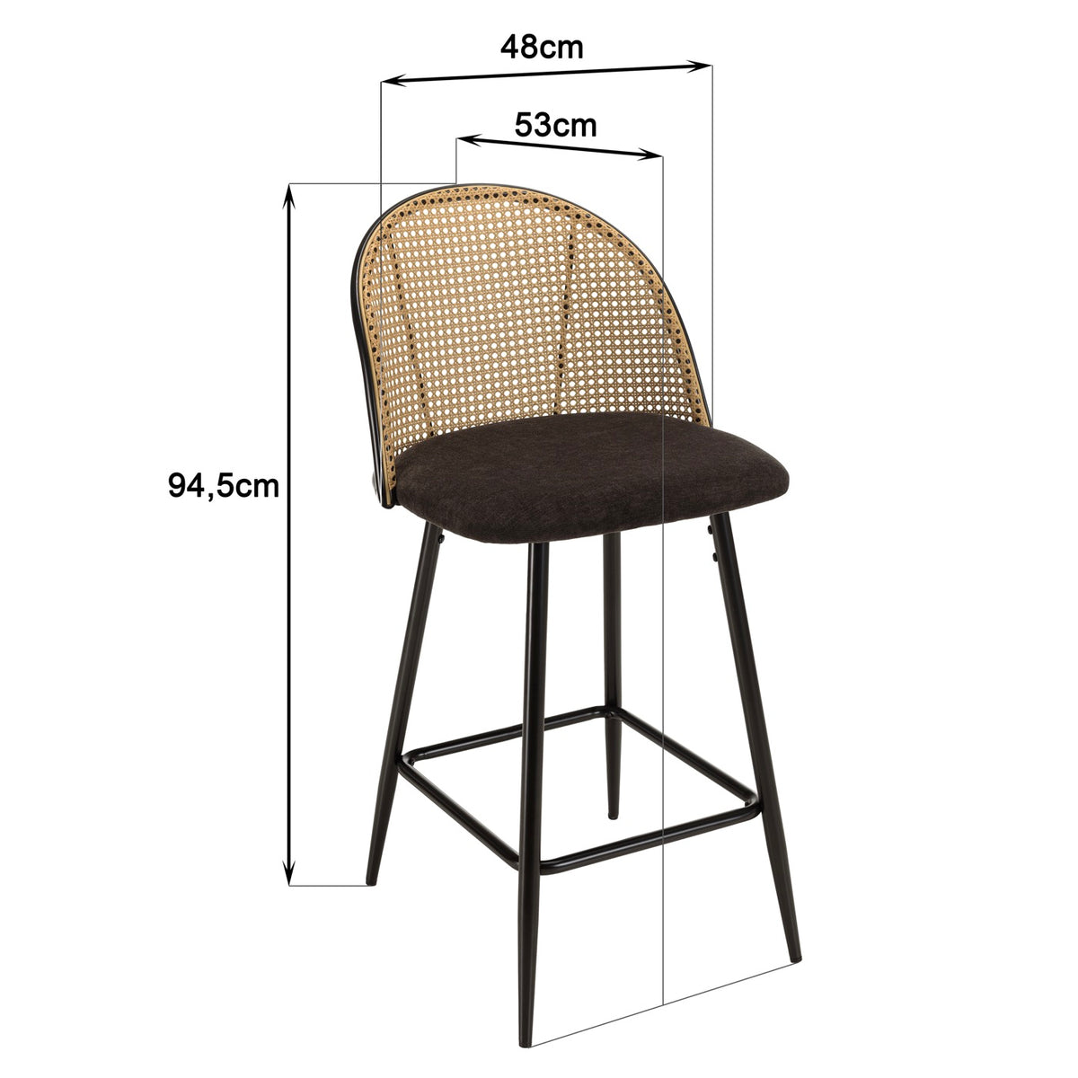 Set of 2 Stools - Lea - Light Wood/Black