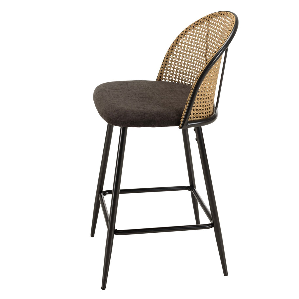 Set of 2 Stools - Lea - Light Wood/Black