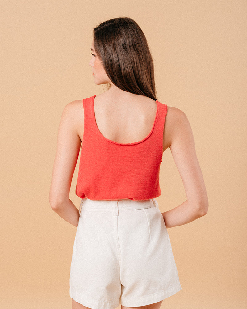 CORAL HANDKERCHIEF TOP CORAL