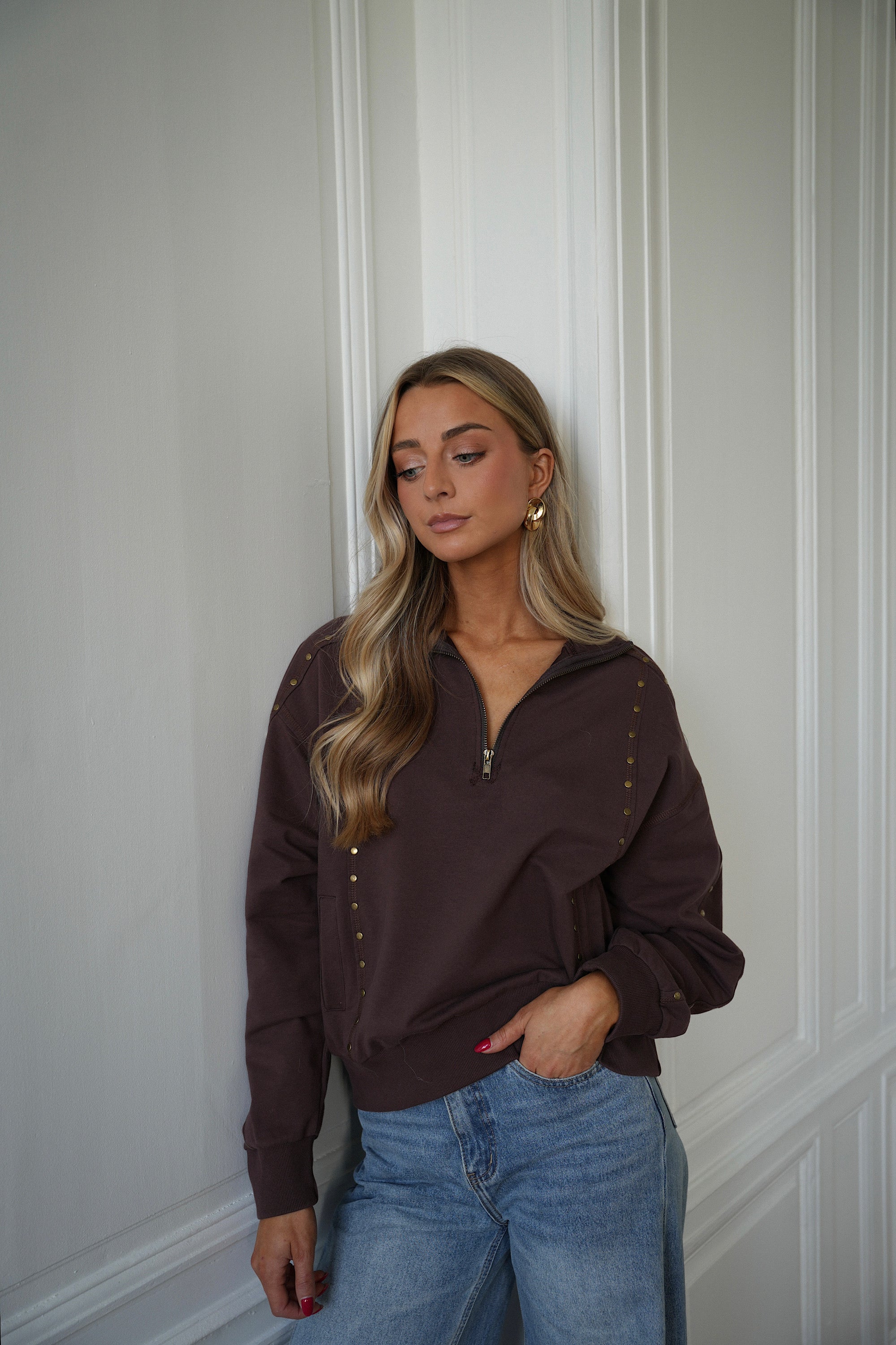 Sweat-Shirt Clouté Victoria - Chocolat