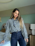 Blouse vichy bleu marine Léonor