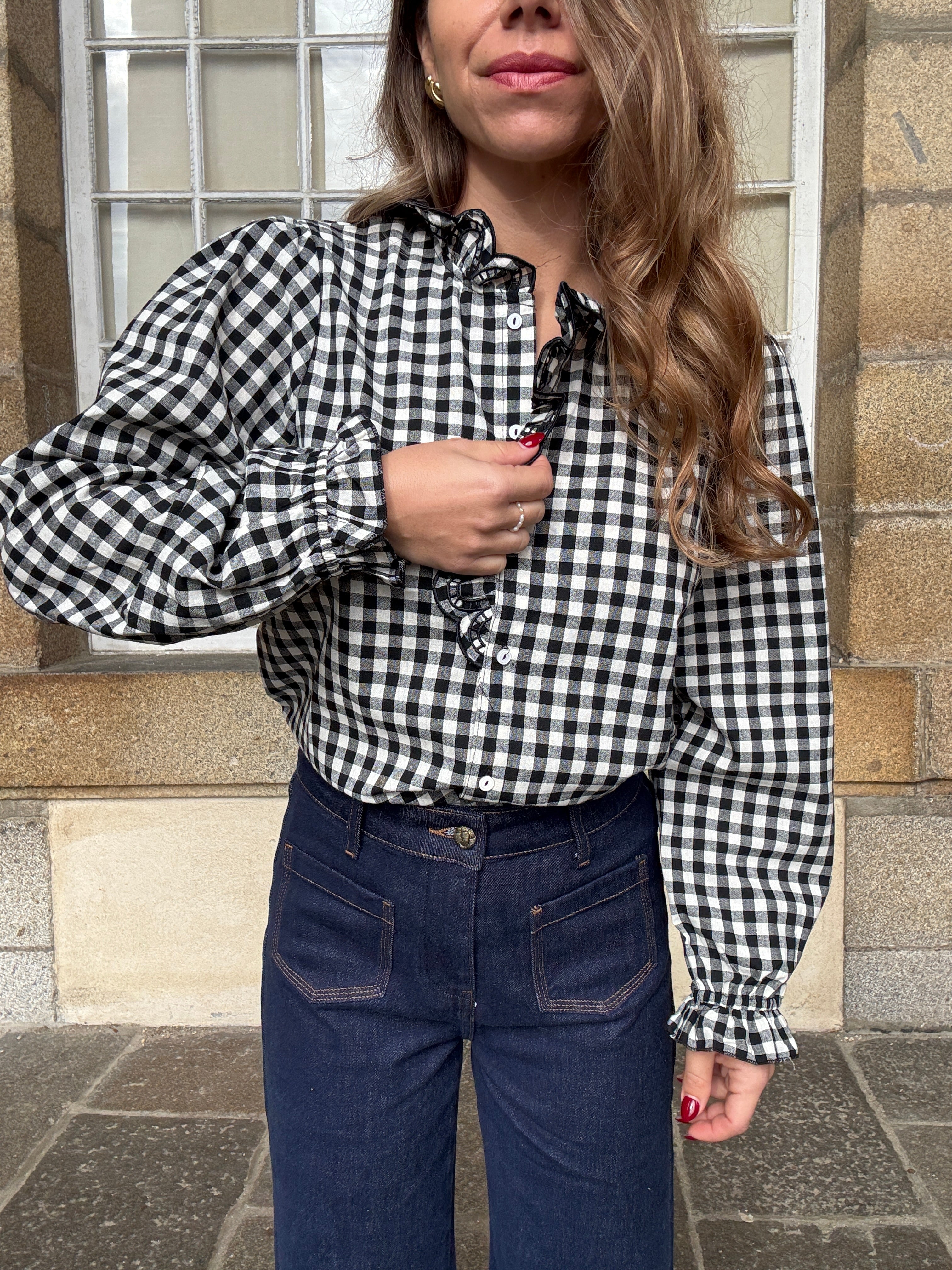 Blouse Vichy Noire Léonor