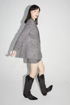 The Jimmy Tartan Gray Sequins Blazer