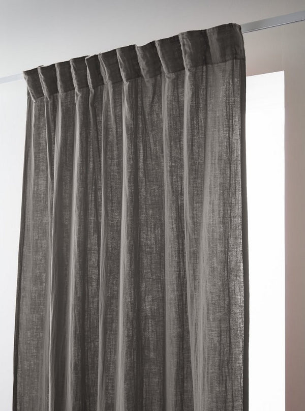 Gathered Curtain Tape - Double Plain Cotton Gauze - Gaia - Granite