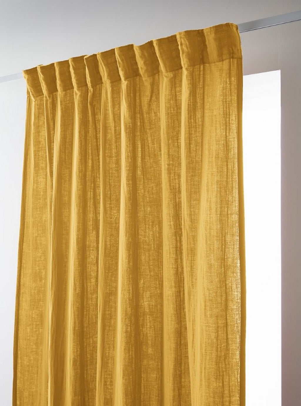 Gaïa - Gathered Heading Curtain - Plain Double Cotton Gauze - Saffron