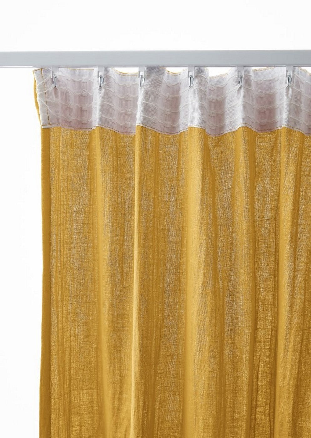 Gaïa - Gathered Heading Curtain - Plain Double Cotton Gauze - Saffron
