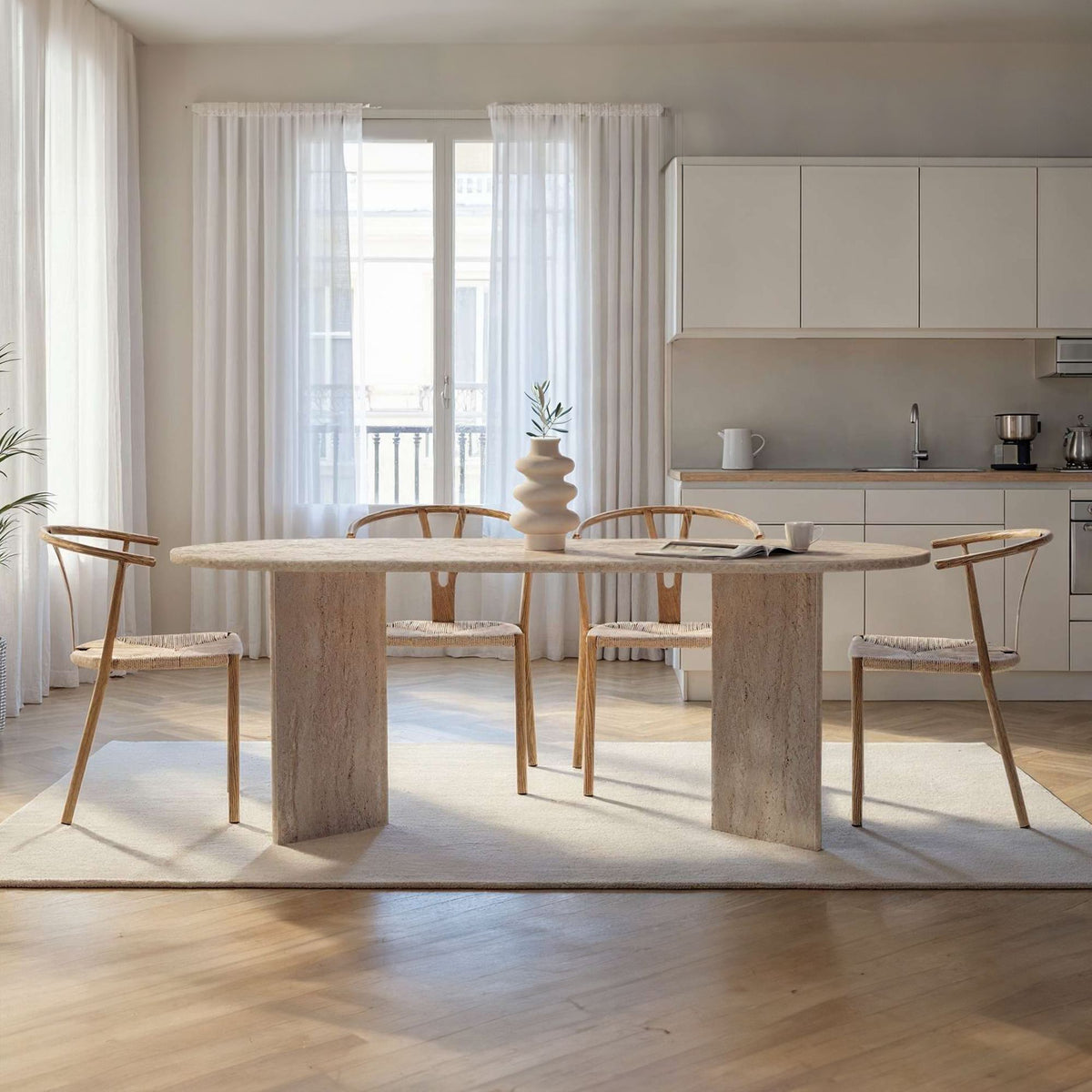 Sabella - Dining Table - Travertine
