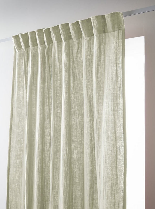 Gaïa - Rideau Galon Fronceur - Double Gaze De Coton Unie - Vert D'Eau