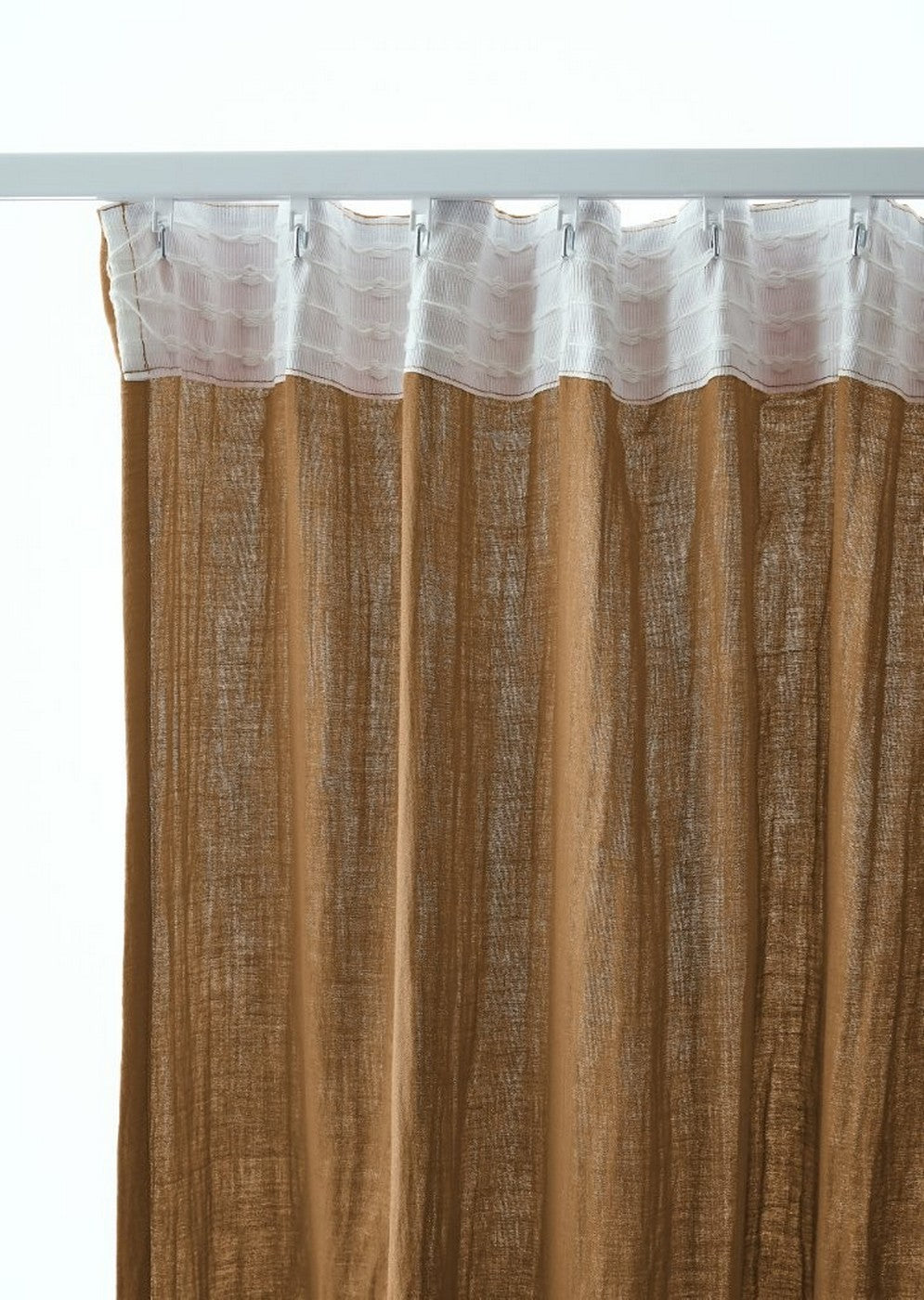 Gaïa - Rideau Galon Fronceur - Double Gaze De Coton Unie - Camel