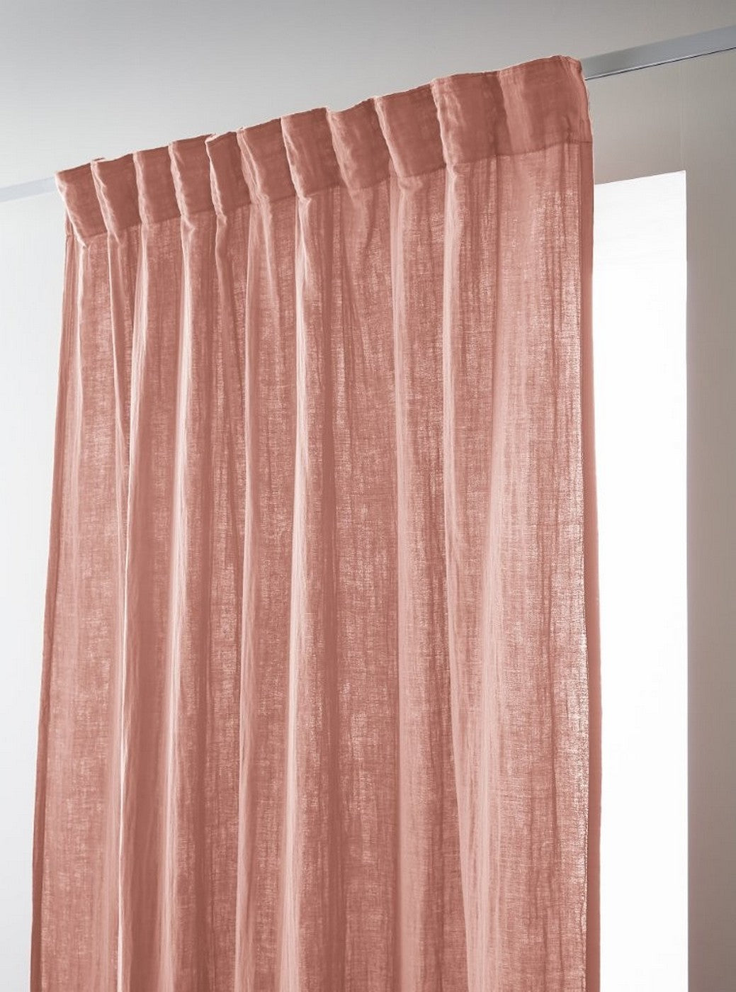 Gaïa - Pencil Pleat Curtain - Plain Double Cotton Gauze - Peach Pink
