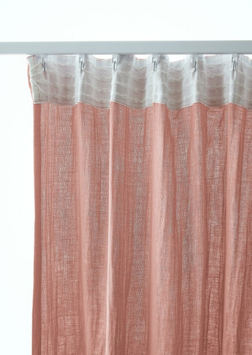 Gaïa - Pencil Pleat Curtain - Plain Double Cotton Gauze - Peach Pink
