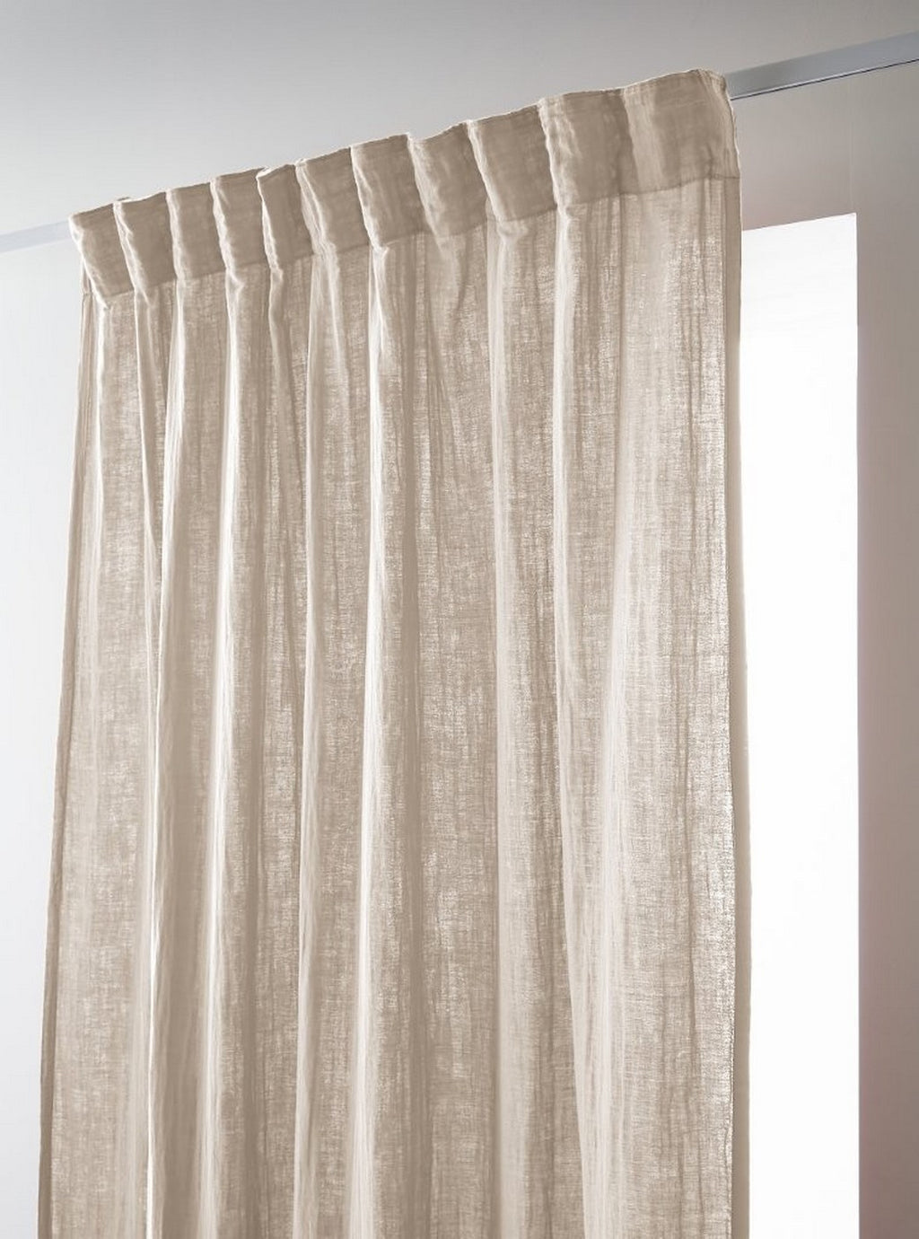 Gaïa - Rideau Galon Fronceur - Double Gaze De Coton Unie - Pampa