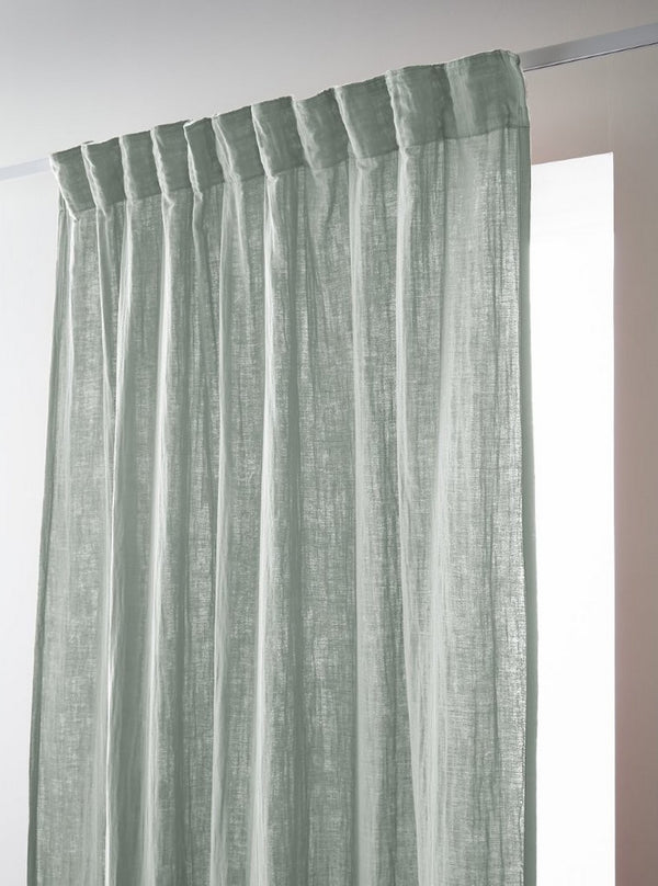 Curtain with Gathering Tape - Double Plain Cotton Gauze - Gaia - Eucalyptus