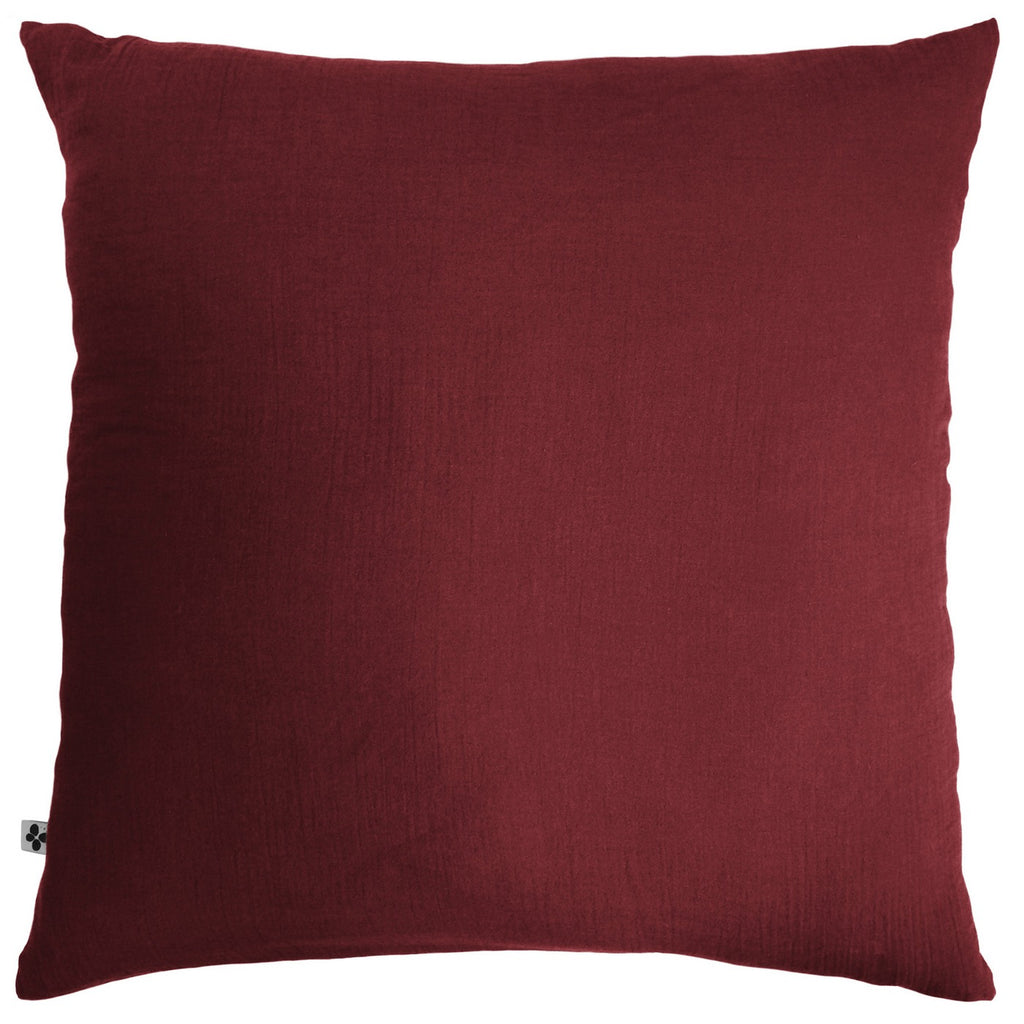 Gaïa - Funda de almohada - Gasa de algodón doble lisa - Rojo vino