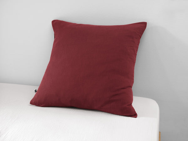 Funda de Almohada - Gasa de Algodón Doble Lisa - Gaïa - Rojo Vino