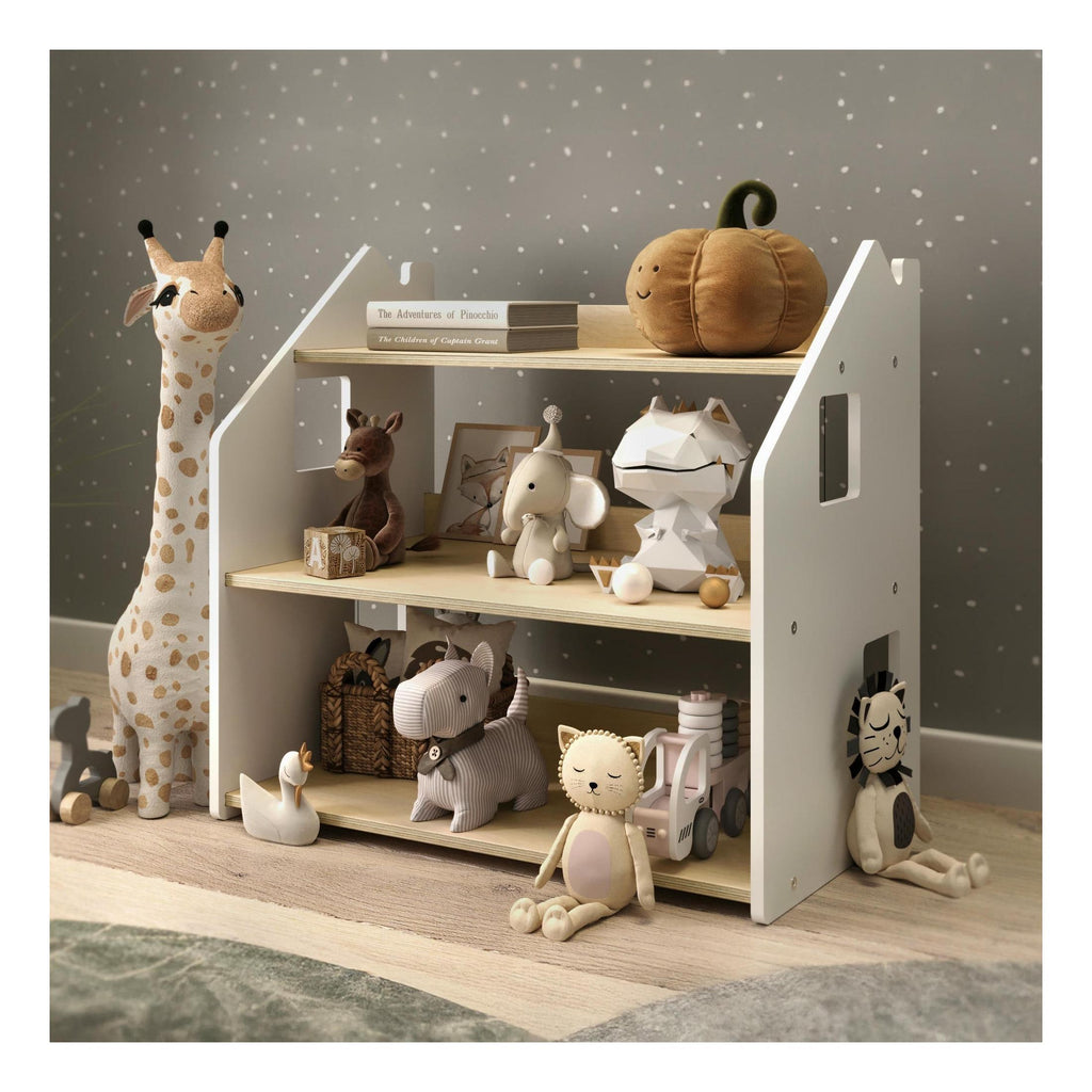 Étagère À Jouets – Blanc & Gris