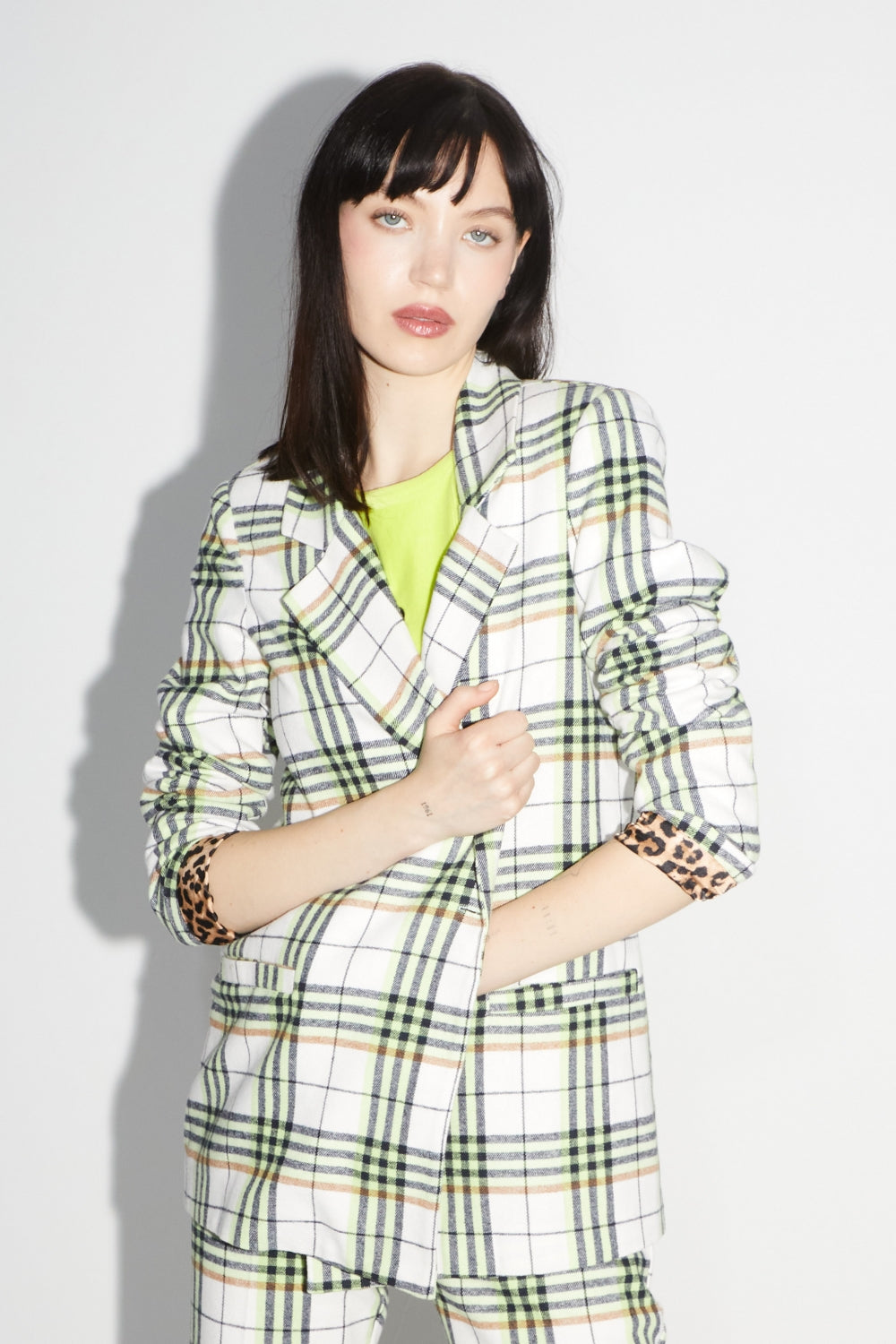 Blazer Jimmy Tartan Néon - Weiß